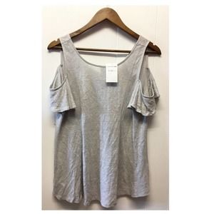 Heather | Light Gray Cold Shoulder Oversized Shirt